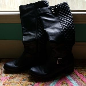 Faux Black Leather Boots